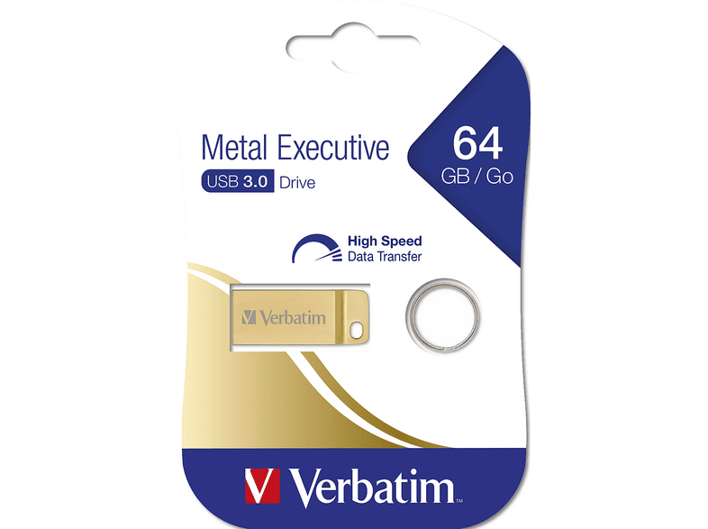 VERBATIM 64 GB Executive USB-Stick, USB-A 3.2 Gen 1, R80/W25 MB/s, Metall, Wasserdicht, Gold — Foto 3 von 5