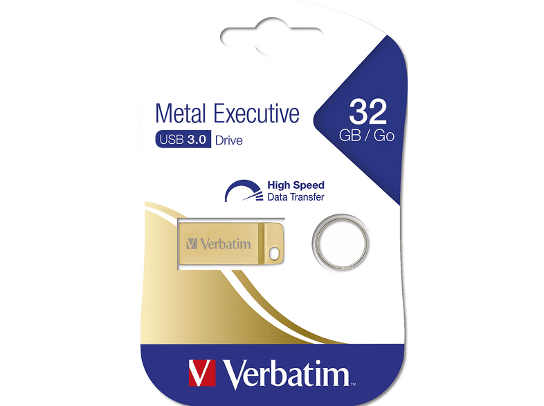 VERBATIM 32 GB Executive USB-Stick, USB-A 3.2 Gen 1, R80/W25 MB/s, Metall, Wasserdicht, Gold — Foto 4 von 5