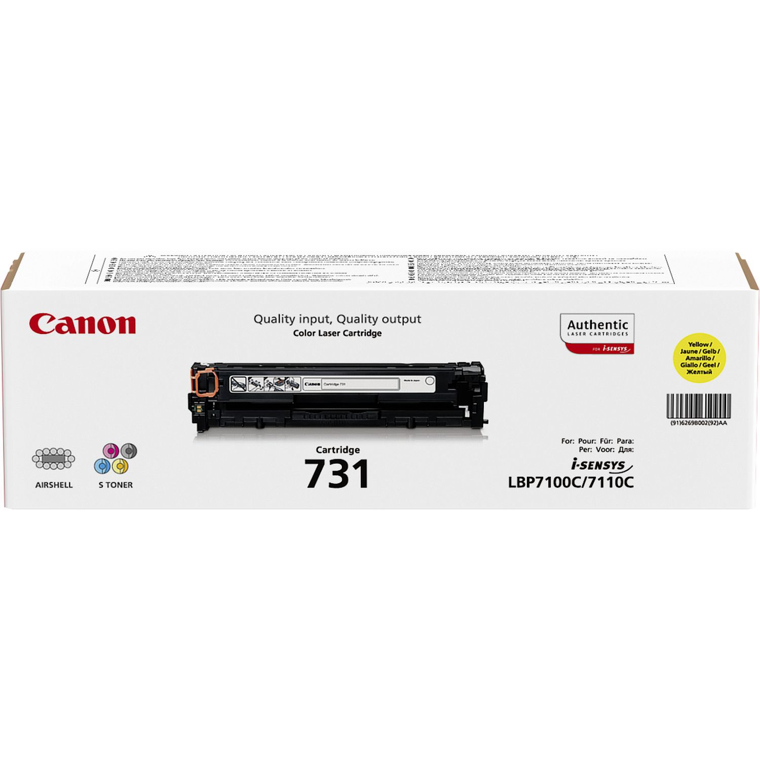 Canon Farb-Lasertoner-Kartuschenbox. Die Box ist mit 'Canon' und 'Cartridge 731' beschriftet.