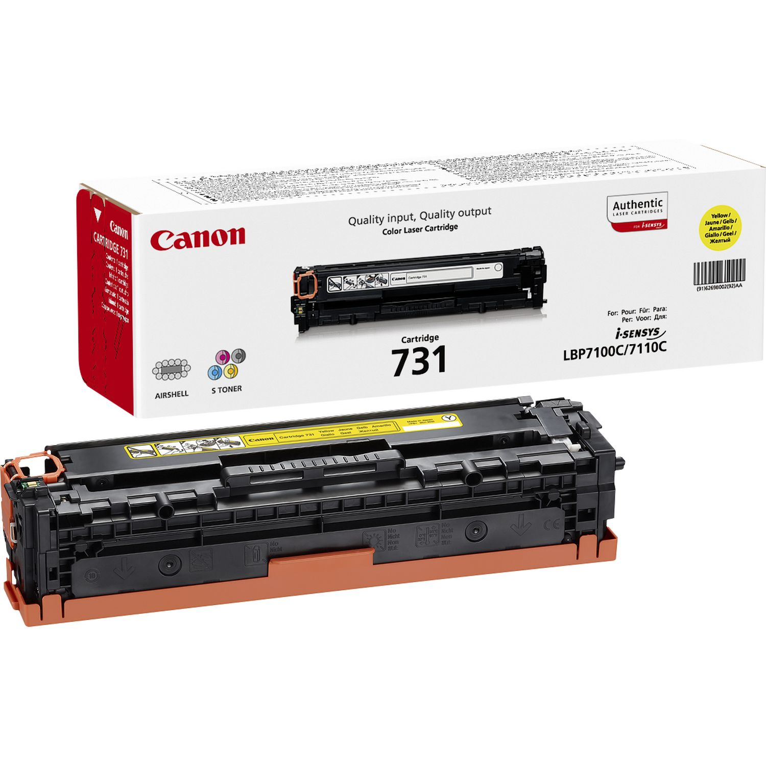 Eine Canon 731 Farb-Laserkartusche Box und Kartusche.