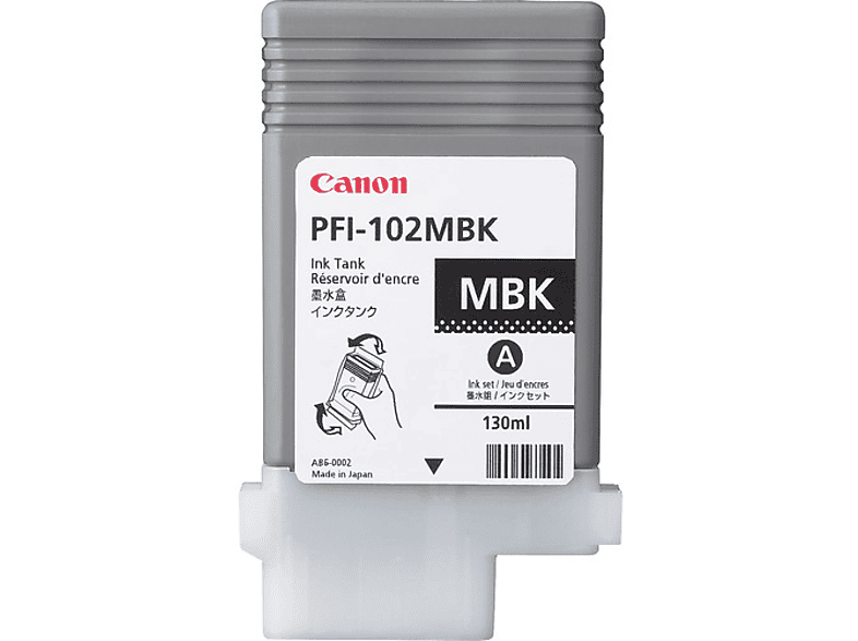 CANON PFI-102MBK Tintenpatrone, 130ml, mattschwarz; Original; Tinte auf Pigmentbasis