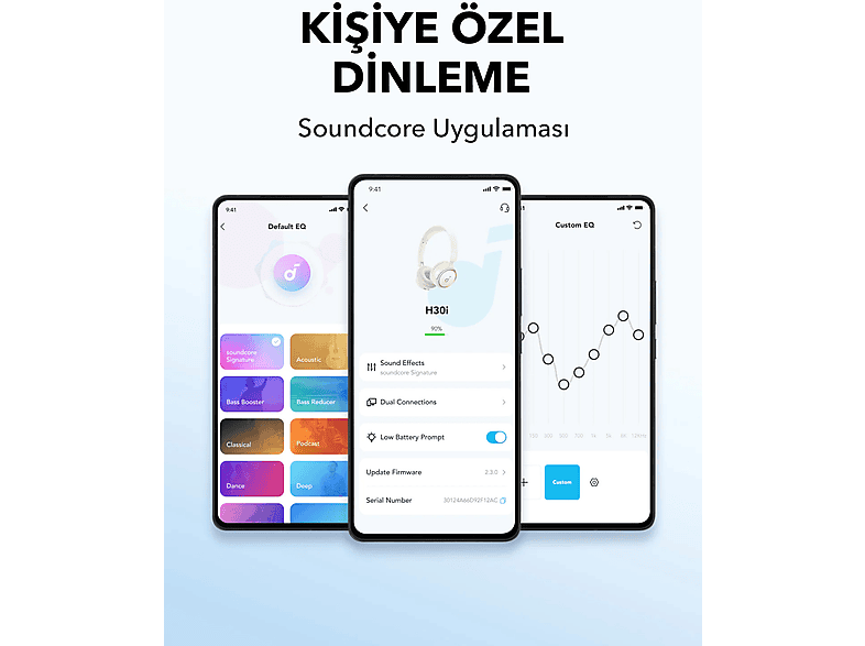 ANKER Soundcore H30i Kulak Üstü Bluetooth Kulak Üstü Kulaklık Beyaz_6