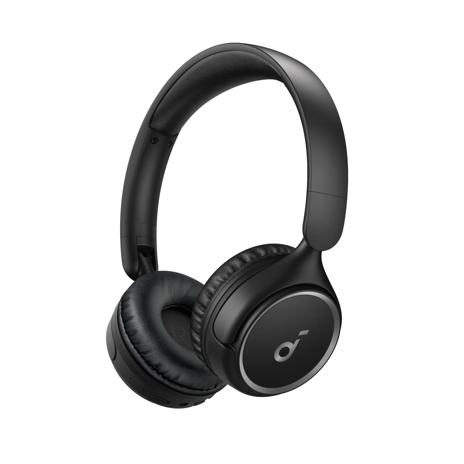 Siyah Anker kulak üstü kulaklıklar. Kulaklıklar yastıklıdır ve Anker logosu görünür.