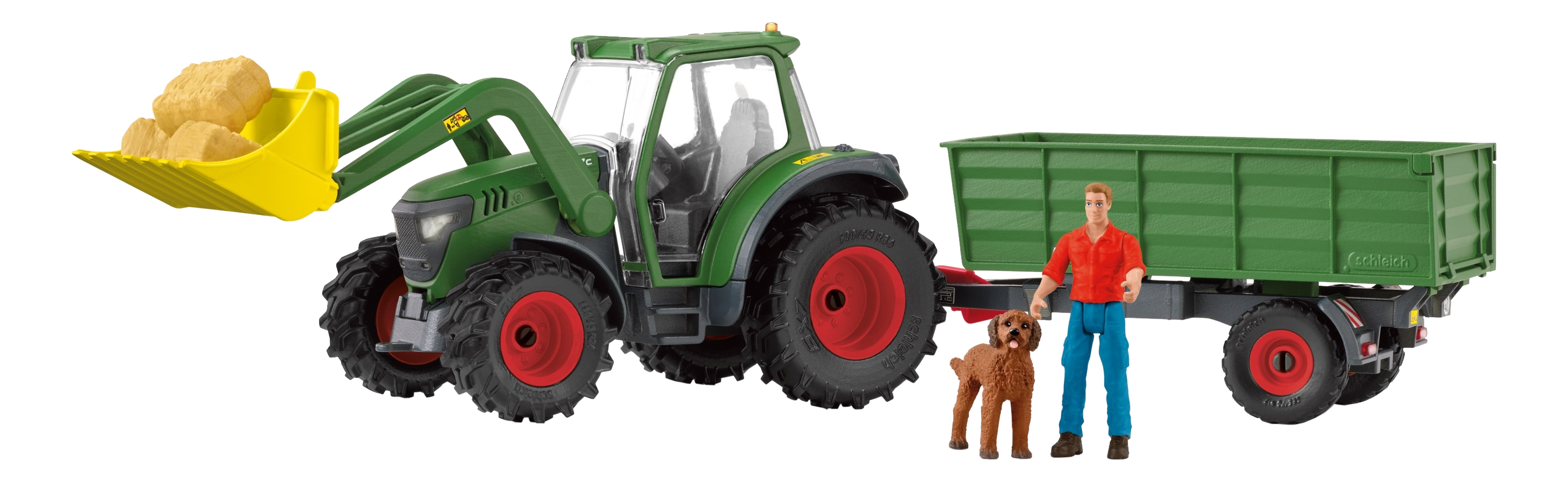 SCHLEICH Farm World: Traktor mit Anhänger - Spielset (Grün/Schwarz/Rot)