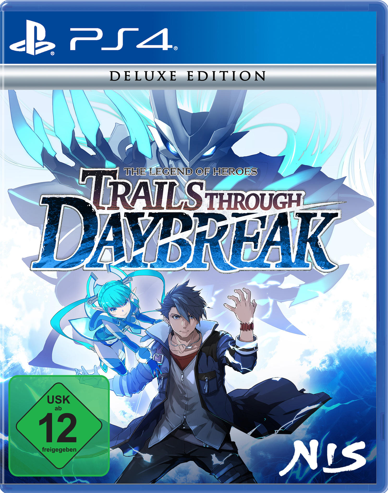 PS4-Spielcover: The Legend of Heroes: Trails Through Daybreak Deluxe Edition.