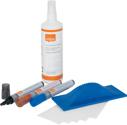NOBO Fehértábla kezdőkészlet, 4db marker, törlőkendő, tisztító spray, táblatörlő (34438861)