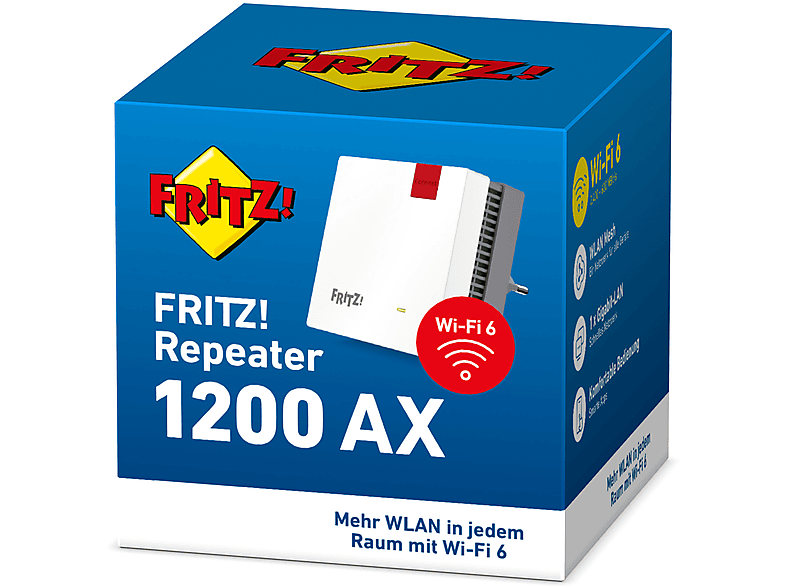 AVM FRITZ!Repeater 1200 AX, Wi-Fi 6, WLAN Mesh, Weiß/Rot; WLAN Repeater — Foto 2 von 4