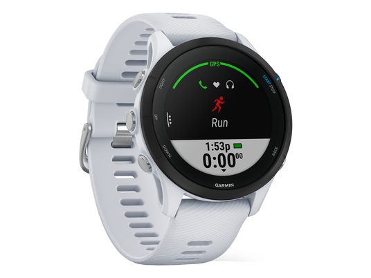 GARMIN Forerunner 255 Music - Running watch con GPS (130 - 205 mm, Silicone, Bianco pietra/Nero)