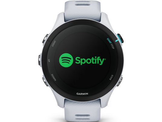 GARMIN Forerunner 255S Music - Running watch con GPS (110 - 175 mm, Silicone, Bianco pietra/Nero)