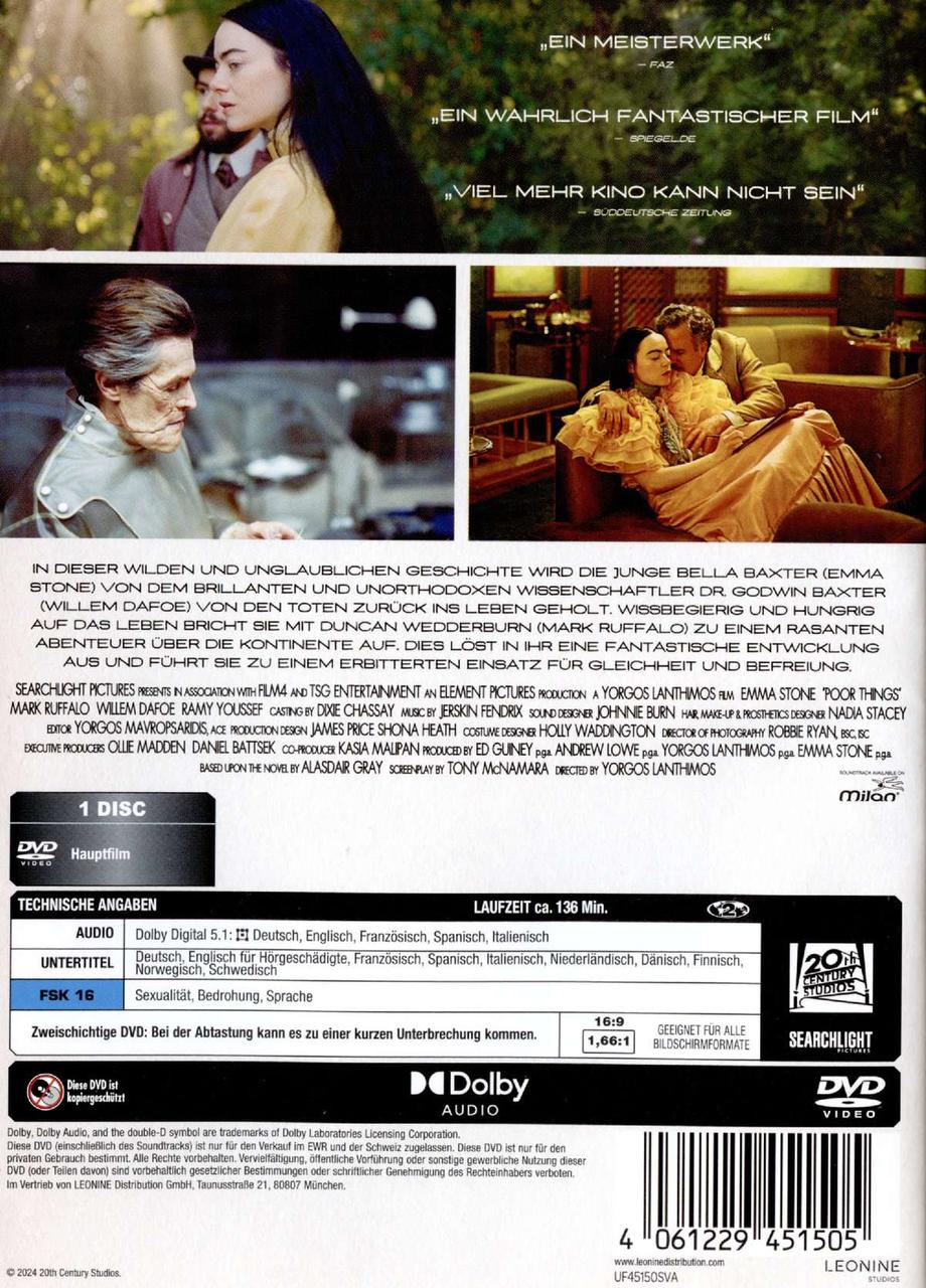 DVD-Hülle mit Filmdetails, Schauspielern und Text in mehreren Sprachen. Eine Szene aus dem Film wird gezeigt.