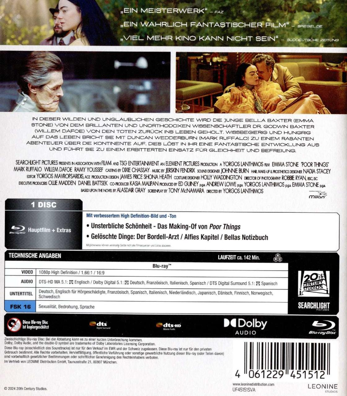 Rückseite einer DVD-Hülle mit Text und Bildern, eine Filmwerbung.