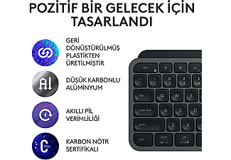 LOGITECH MX Keys S Gelişmiş Kablosuz Klavye (Türkçe Tuş Dizimi) Siyah_2