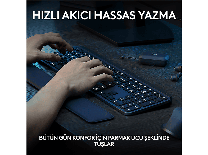 LOGITECH MX Keys S Gelişmiş Kablosuz Klavye (Türkçe Tuş Dizimi) Siyah_3