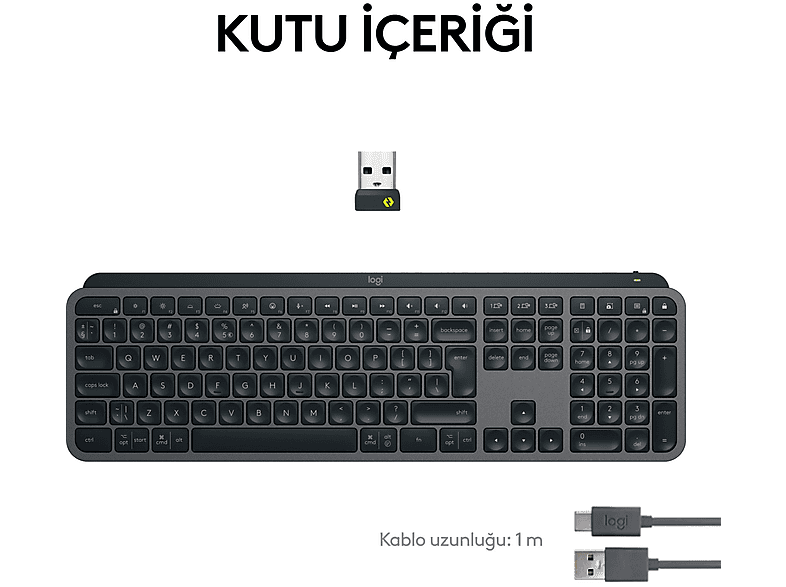 LOGITECH MX Keys S Gelişmiş Kablosuz Klavye (Türkçe Tuş Dizimi) Siyah_9