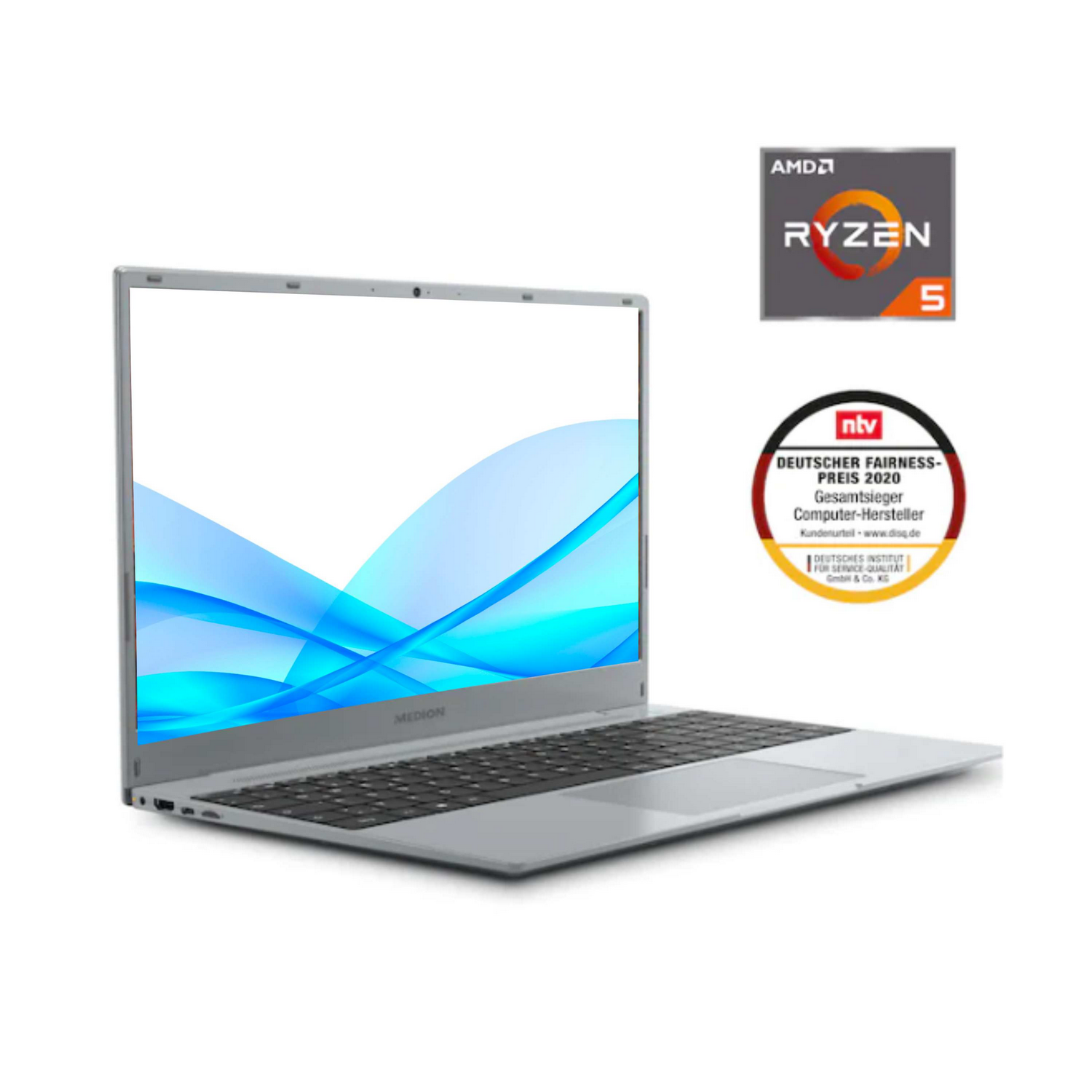 Portátil - Medion Akoya MD62428, 15.6 " Full HD, AMD Ryzen™ 5 3500U, 8GB RAM, 512GB SSD, Radeon™ RX Vega 10, Sin sistema operativo