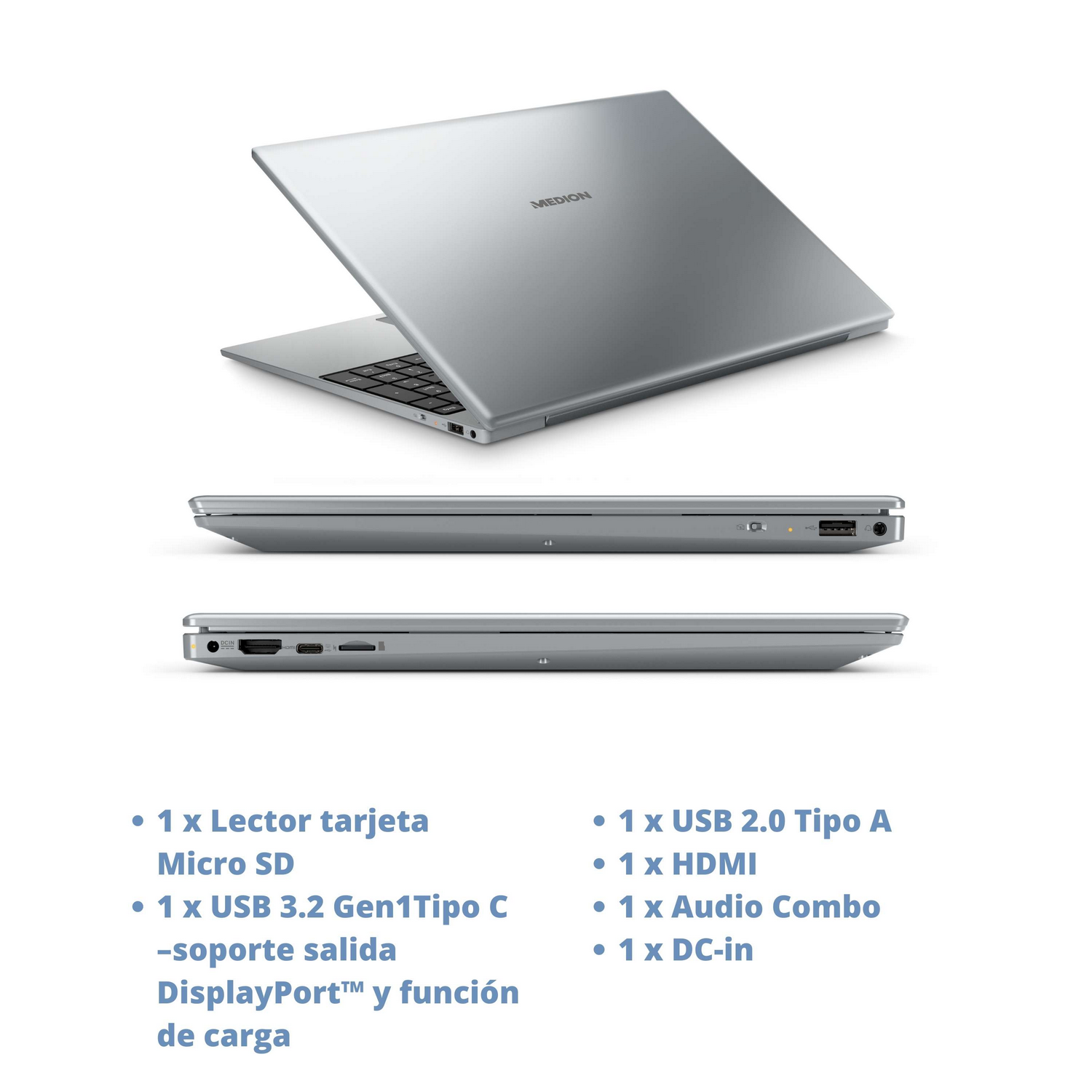 Portátil - Medion Akoya MD62428, 15.6 " Full HD, AMD Ryzen™ 5 3500U, 8GB RAM, 512GB SSD, Radeon™ RX Vega 10, Sin sistema operativo
