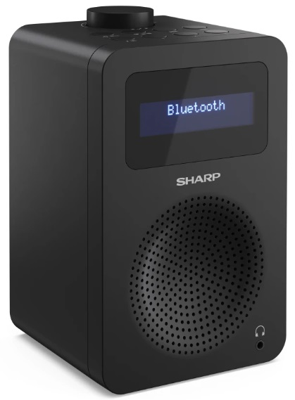 Czarny głośnik Bluetooth w kształcie kwadratu z wyświetlaczem pokazującym Bluetooth.