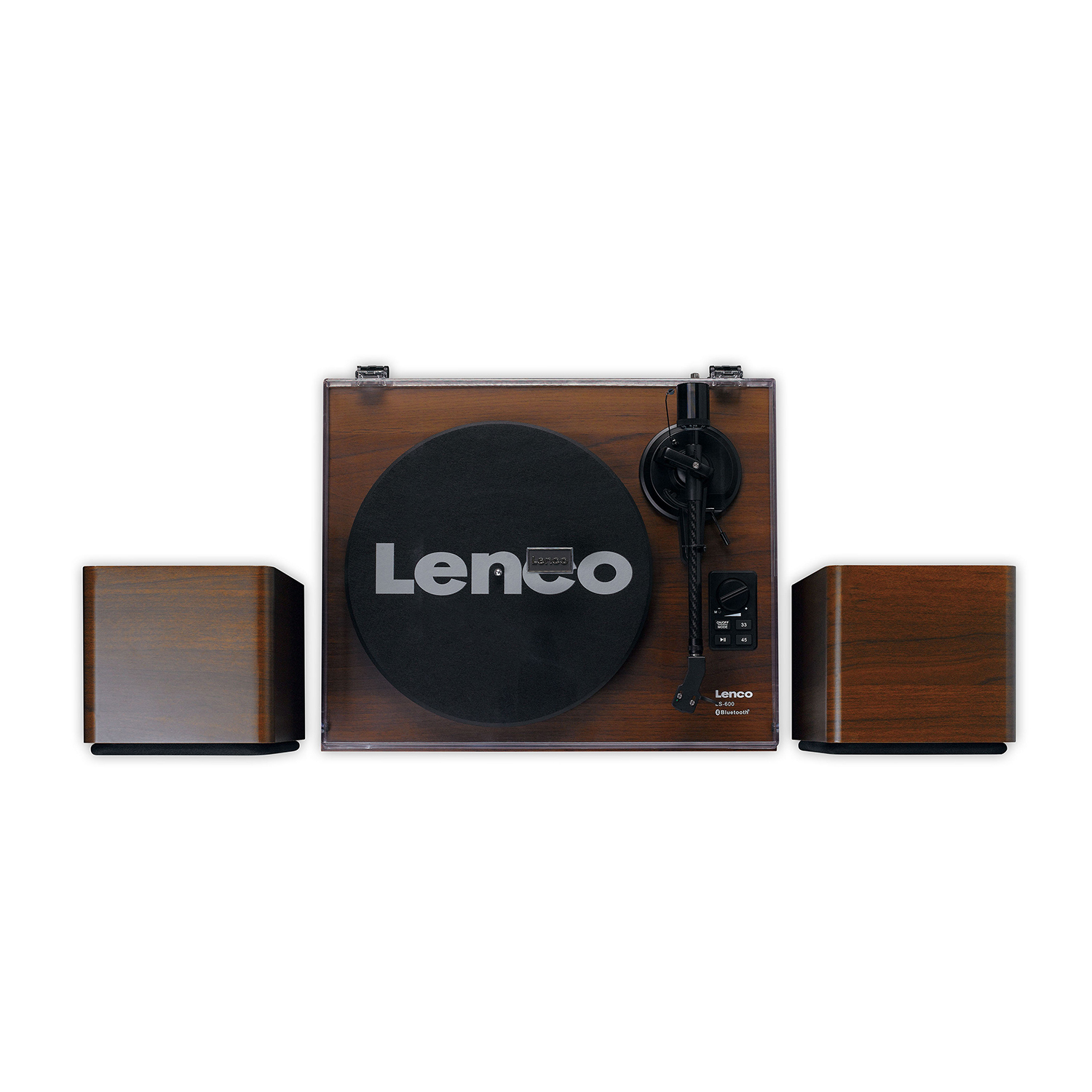 Una radio Sharp rosa con display digitale che mostra 'Bluetooth' e pulsanti etichettati su una superficie bianca.