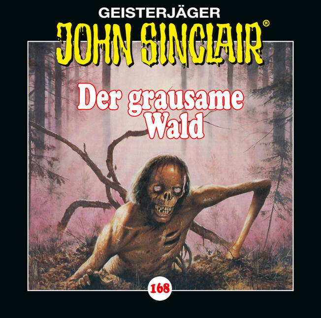 Buchcover: John Sinclair, Horror mit Zombie und gruseligem Wald.