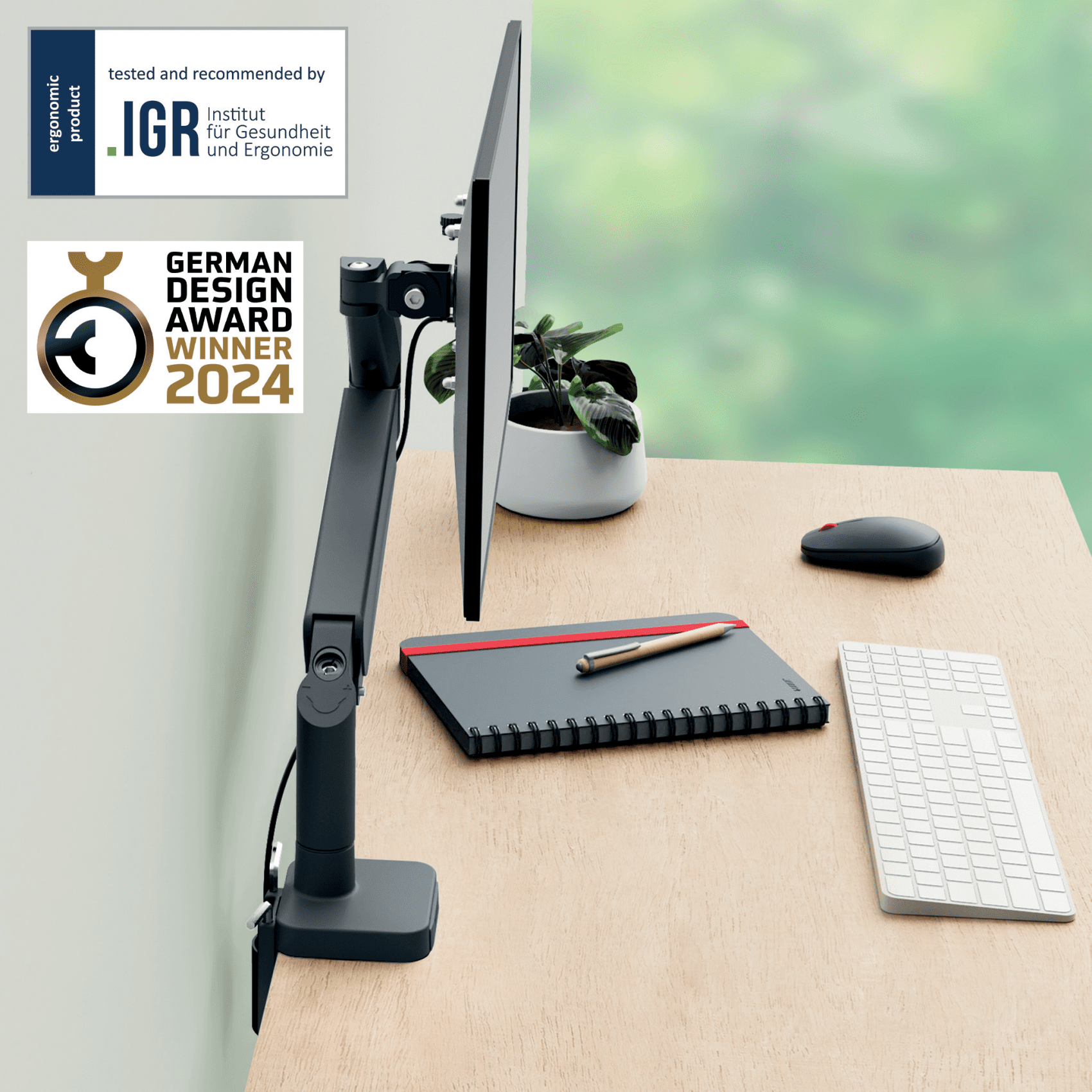 LEITZ Ergo - Bras pour moniteur (gris foncé)