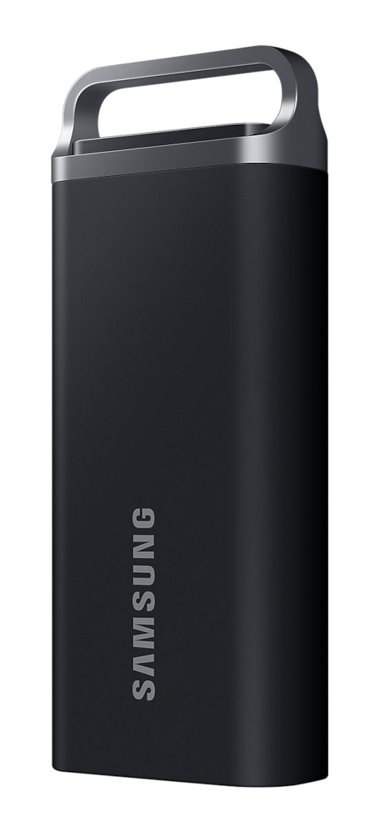Czarny pendrive Samsung z uchwytem, zbliżenie.