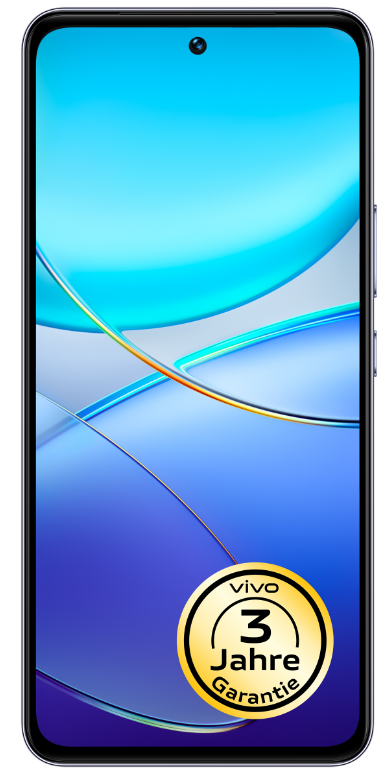Ein vivo-Smartphone mit einem Bildschirm, der einen blauen und violetten Farbverlauf zeigt.