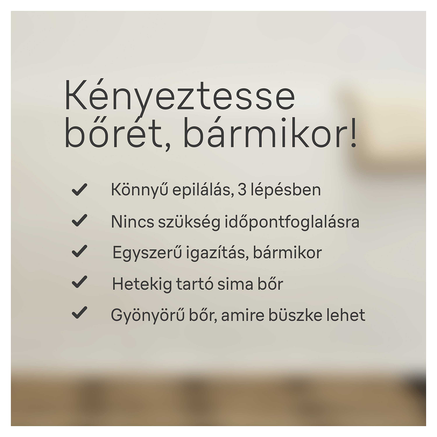 Egy magyar nyelvű szöveg, egy listával a szőrtelenítésről és a bőrápolásról.