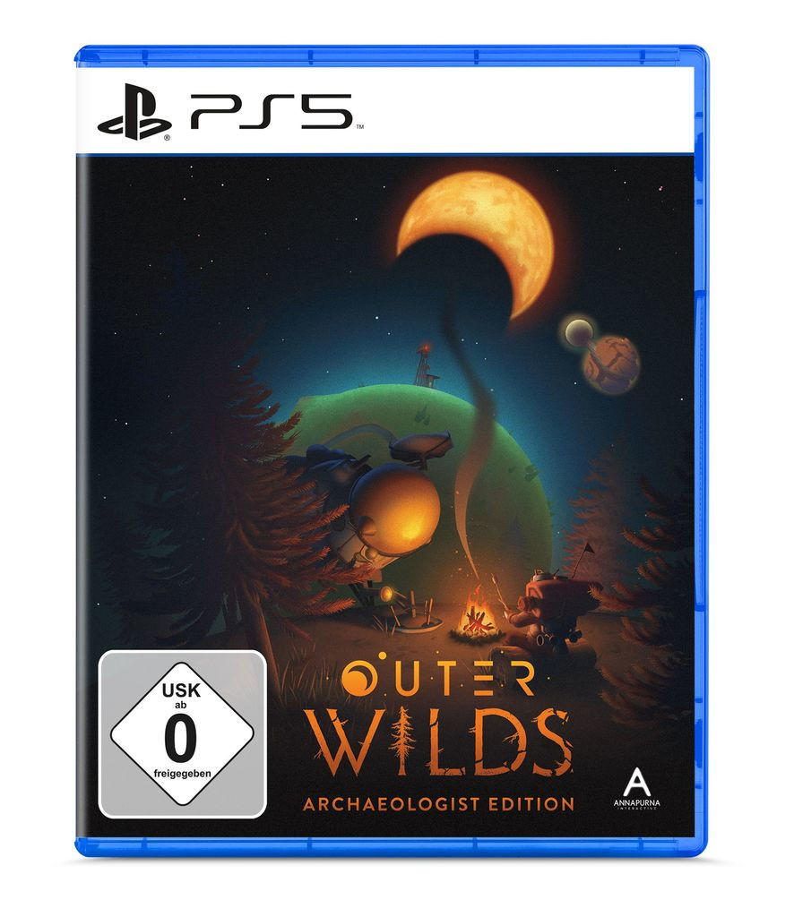 Videospielhülle mit einer Zeichnung auf der Vorderseite. Der Text ist orange und weiß.