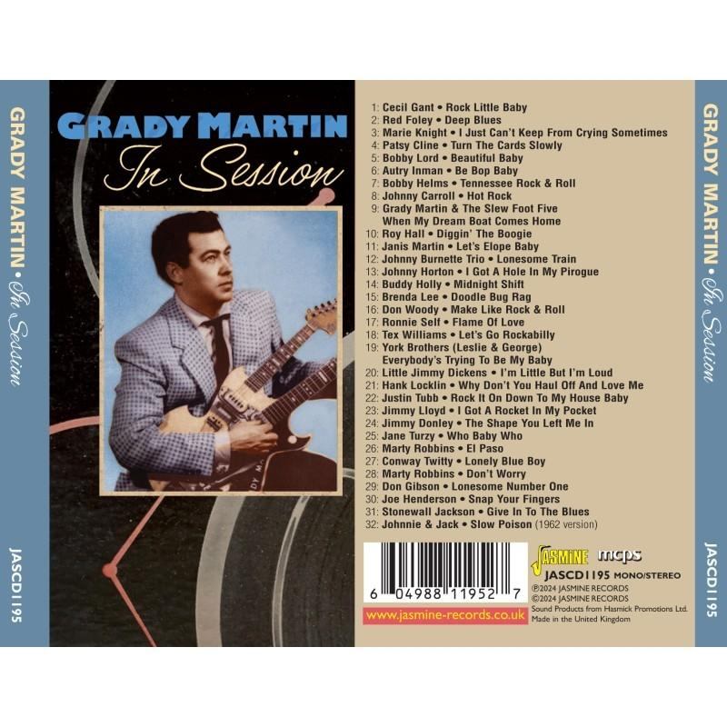 Albumcover. Ein Mann mit Gitarre. Text 'Grady Martin In Session' ist sichtbar.