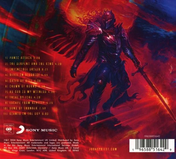 Album borító egy lovagfigurával és karddal. A háttér tüzes vörös.