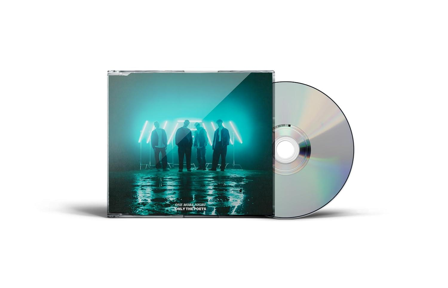 Eine CD-Hülle mit der CD daneben, mit einem Bandfoto und Albumname.