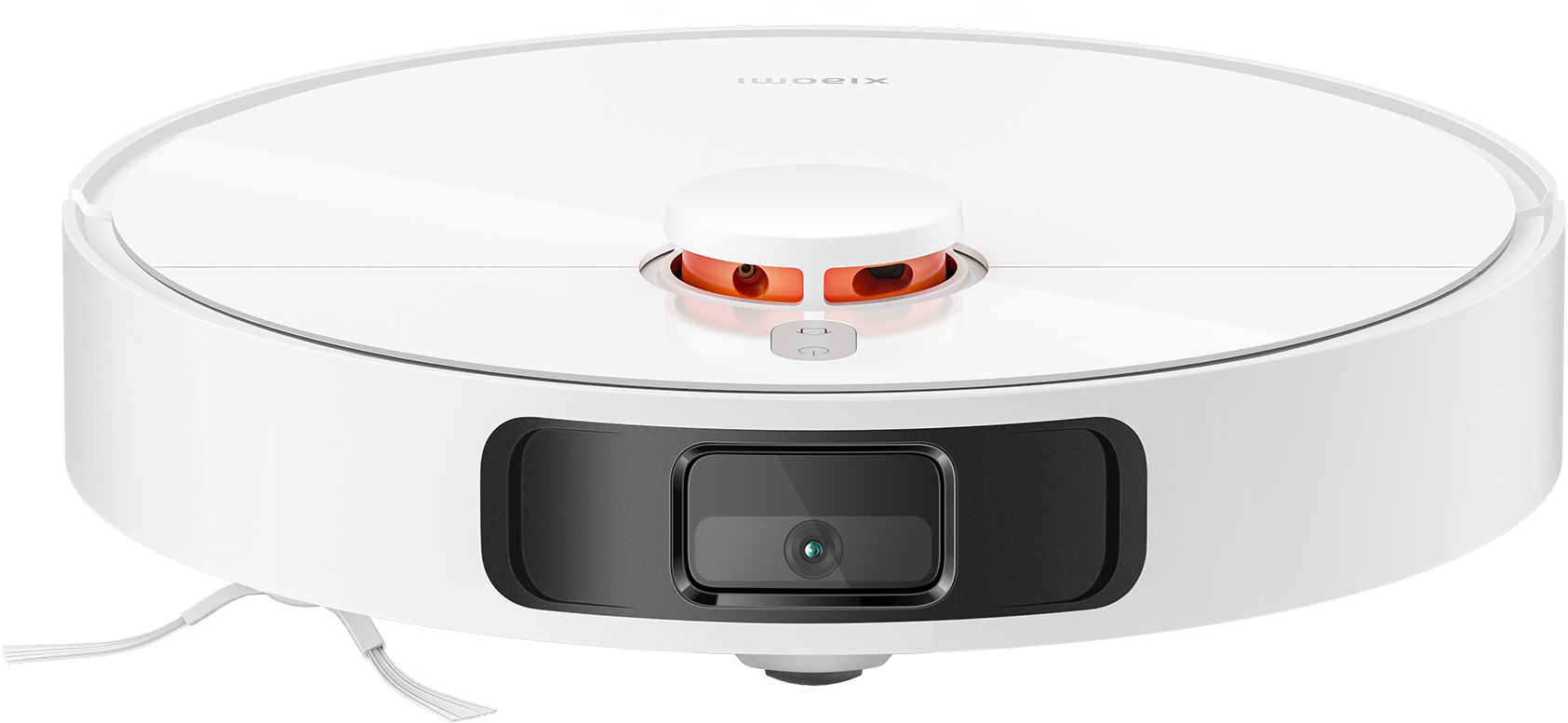 Fehér Xiaomi robotporszívó elülső kamerával.