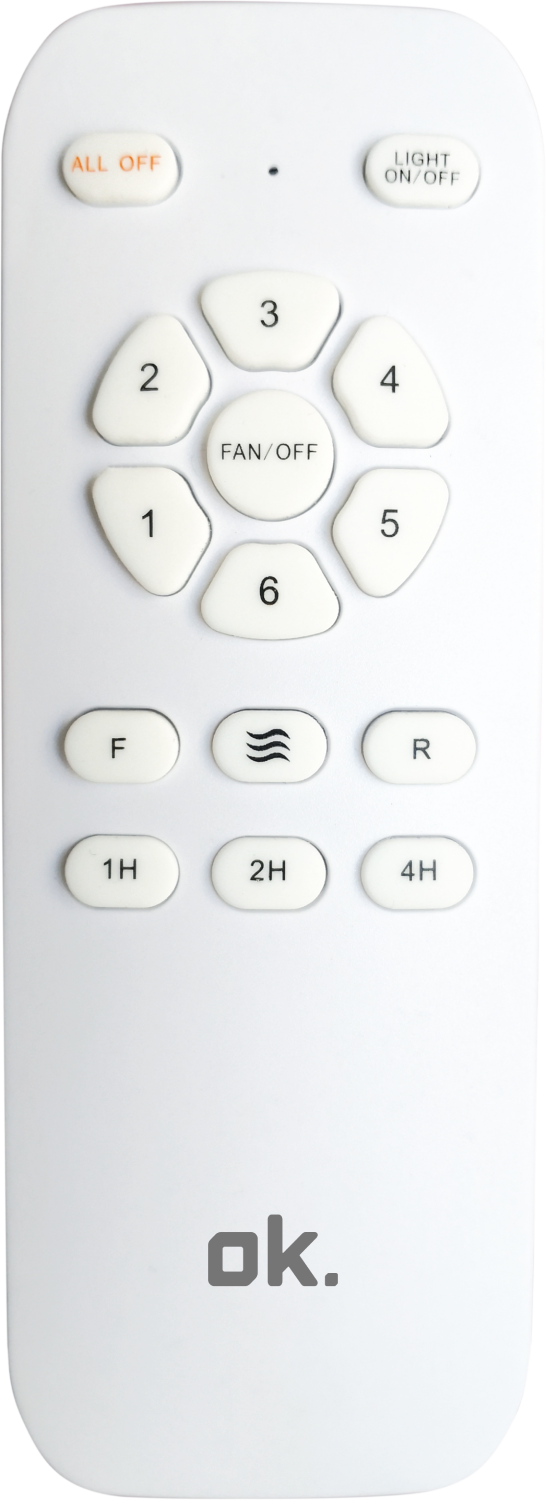 Se muestra un control remoto blanco con múltiples botones.