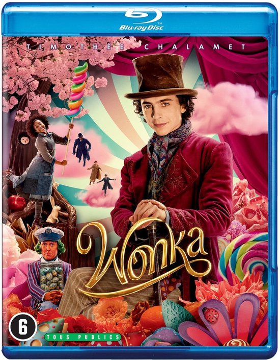 Wonka film Blu-ray cover met Timothée Chalamet.