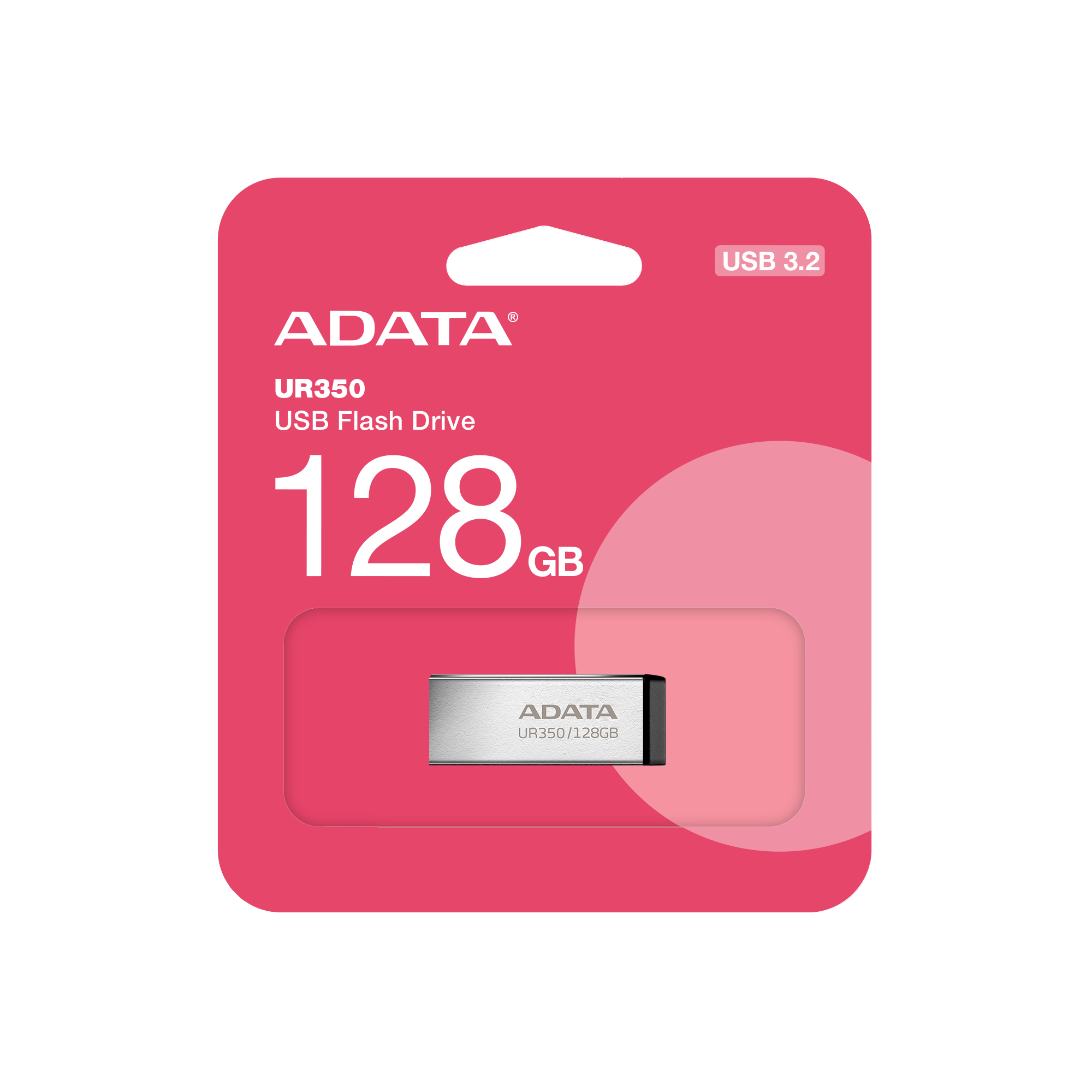 ADATA 128 GB-os USB flash meghajtó rózsaszín csomagolásban.