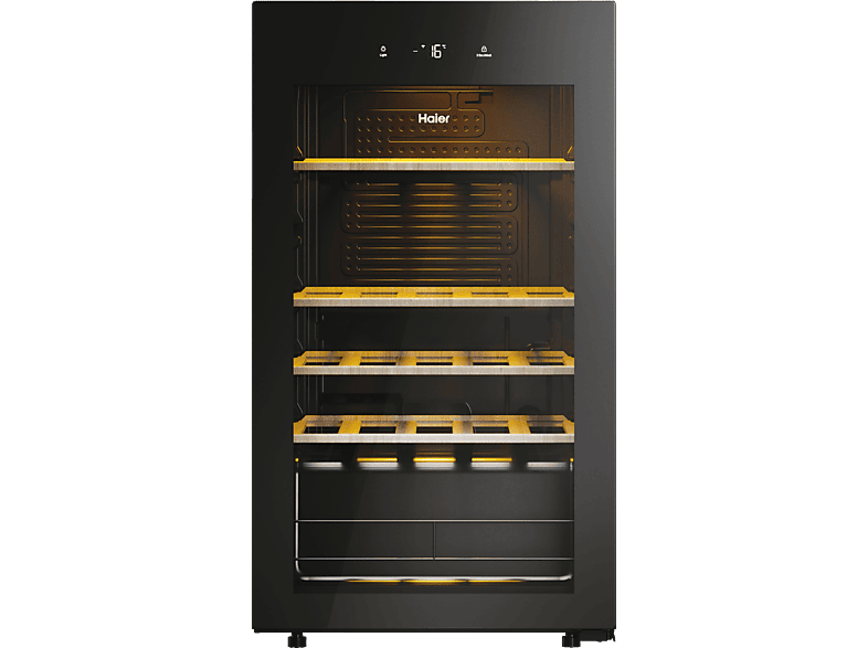 HAIER HWS34GGH1 50 SERIE 3 Weinklimaschrank (90 l EEK G, Glas Schwarz)