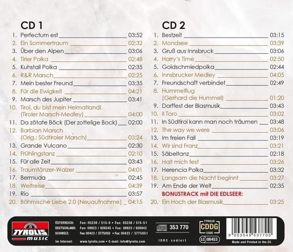Albumcover mit Titellisten für zwei CDs, Text auf cremefarbenem Hintergrund.