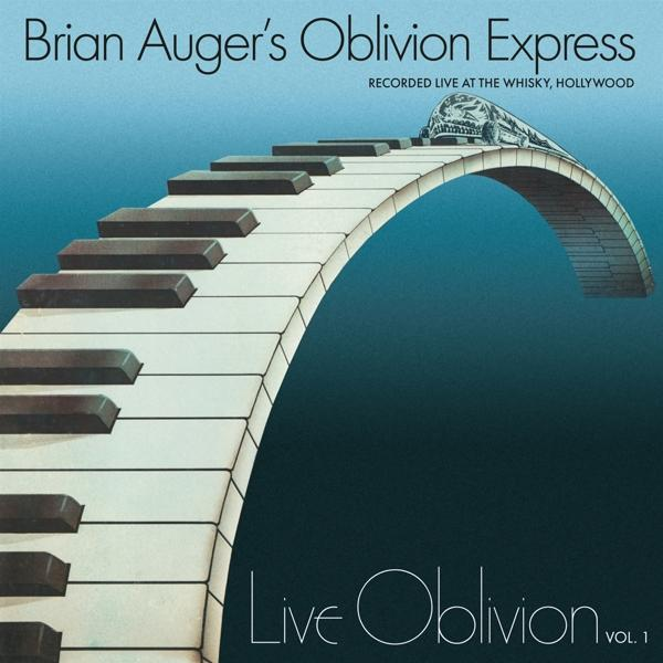 Albumcover für Brian Augers Oblivion Express. Klaviertasten bilden eine Brücke, Zug im Hintergrund.