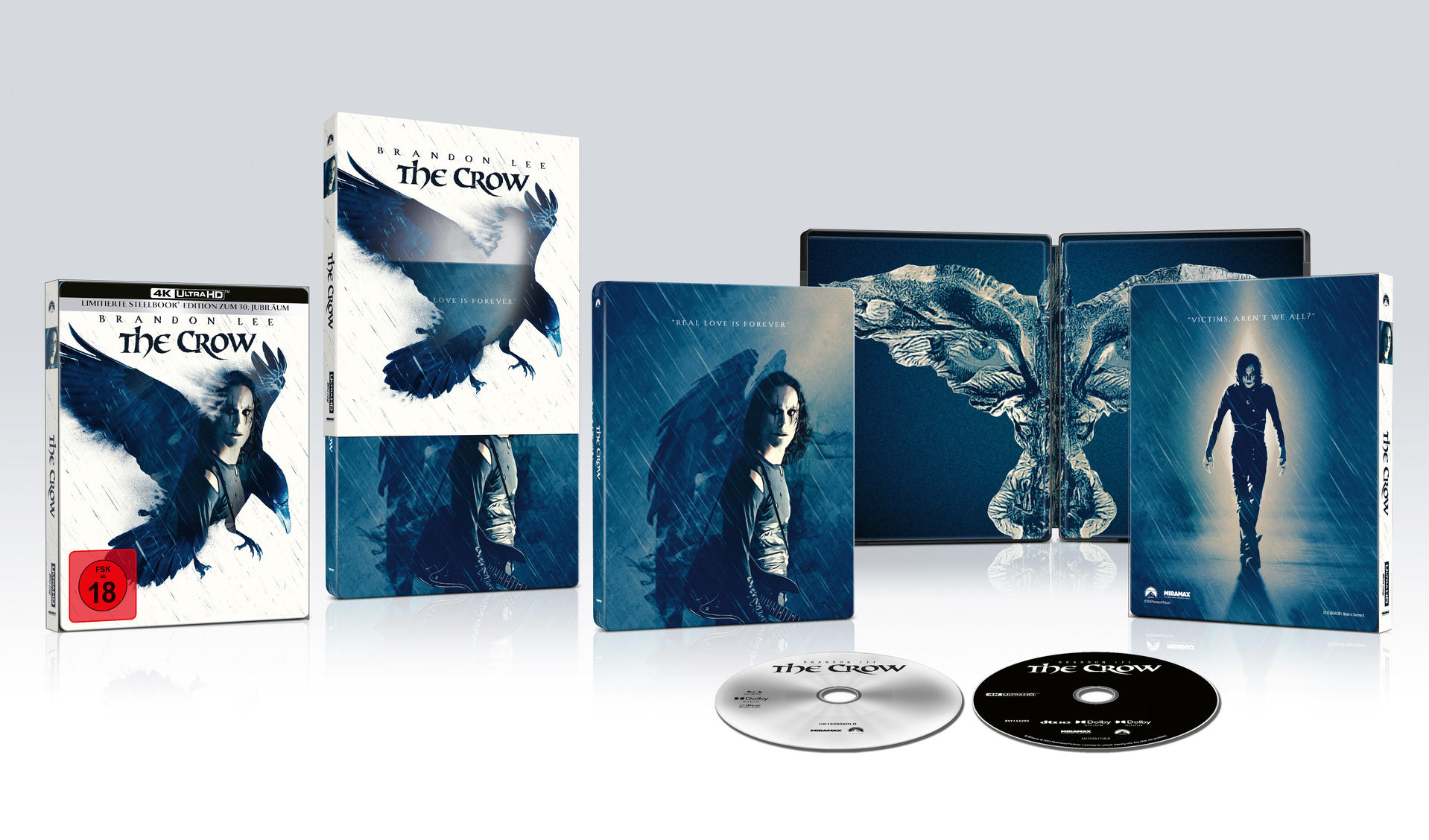 Das Crow Blu-ray und 4K UHD Steelbook Set mit Disc und Cover-Art.