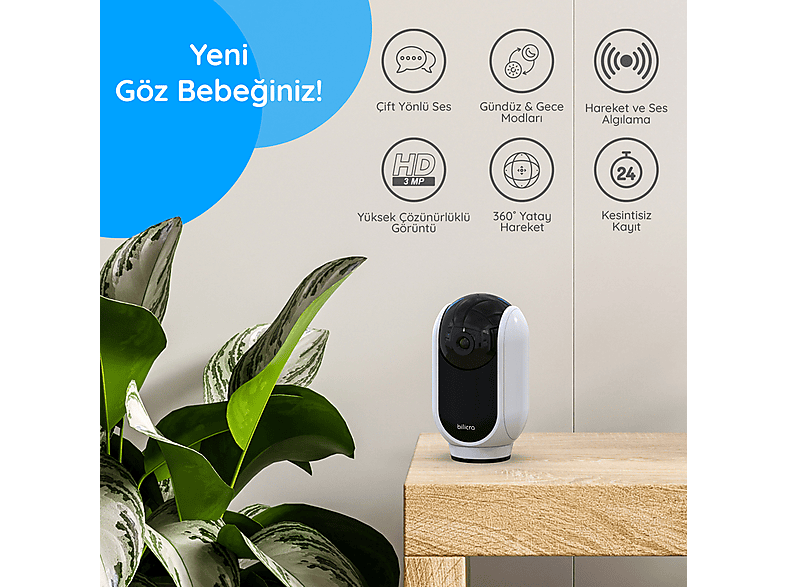 BILICRA Iris 360° 3 MP Akıllı Kamera Beyaz_2