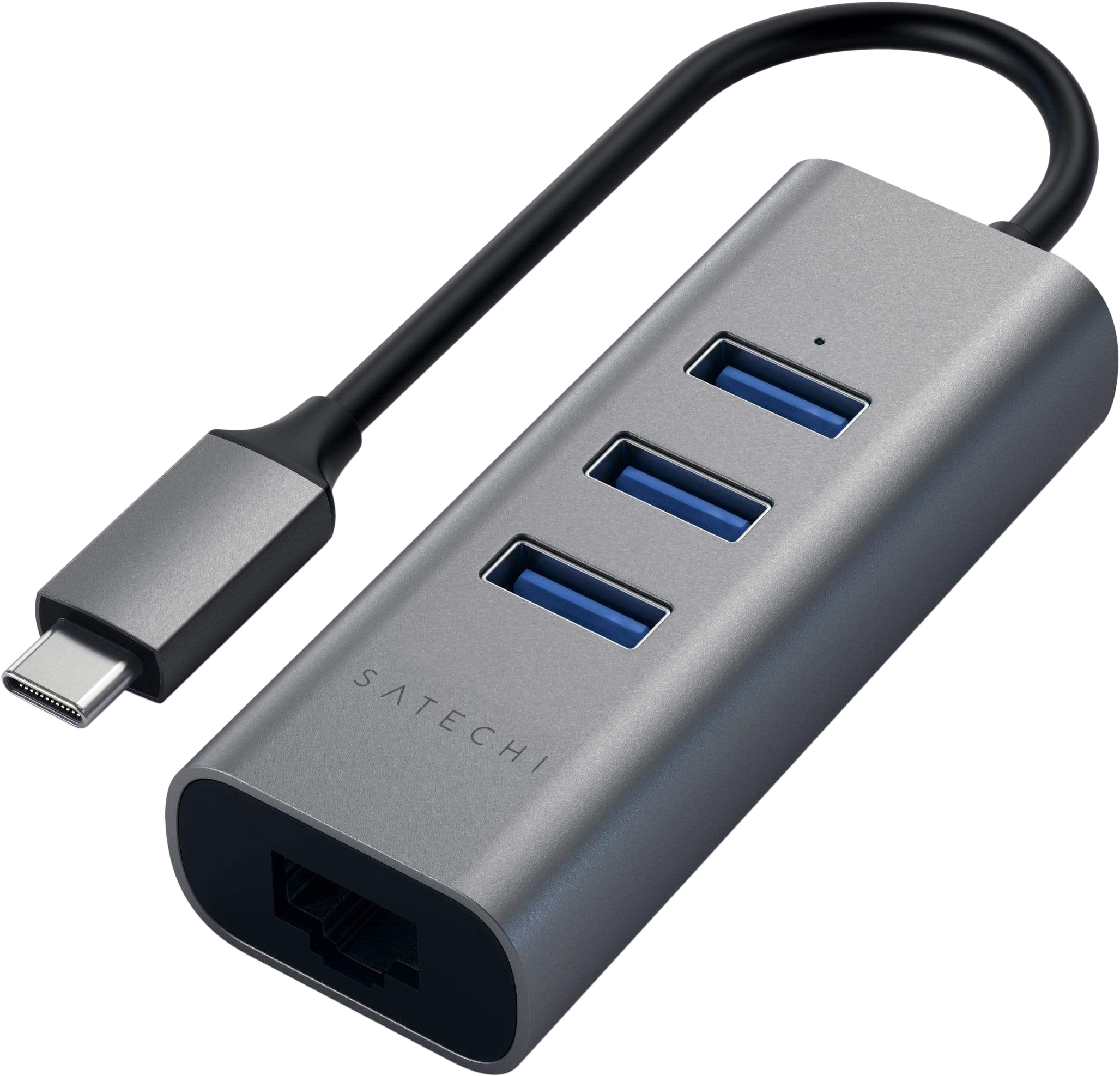 SATECHI USB Type-C multiport adapter, alumínium, 3xUSB-A 3.0, LAN, asztroszürke (ST-TC2N1USB31AM)