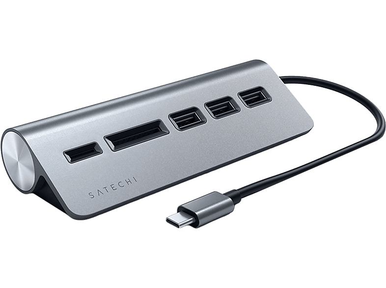 SATECHI USB Type-C Combo multiport adapter, 3xUSB-A 3.0, microSD, asztroszürke (ST-TCHCRM)