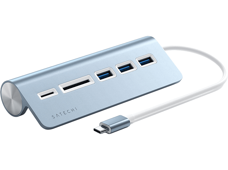 SATECHI USB Type-C Combo multiport adapter, 3xUSB-A 3.0, microSD, kék (ST-TCHCRB)