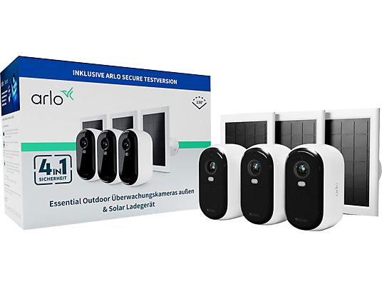 ARLO Essential HD Outdoor 3PCS - Telecamera di sorveglianza + pannello solare (Full-HD, 1920 x 1080 (Full HD))