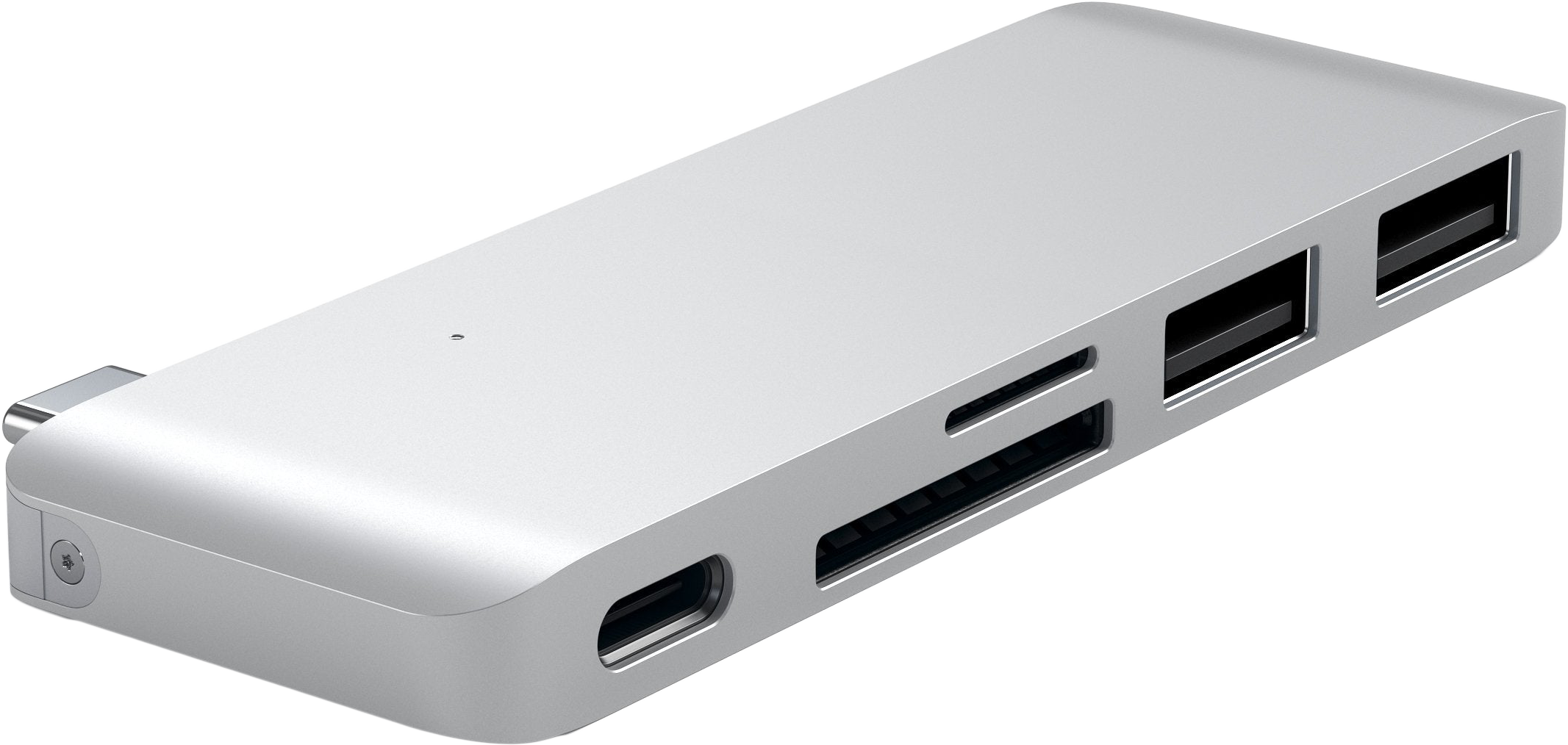 SATECHI USB Type-C Pass-Through multiport adapter, USB-C, 2xUSB-A, microSD, ezüst (ST-TCUPS)