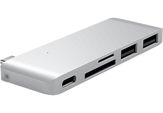 SATECHI USB Type-C Pass-Through multiport adapter, USB-C, 2xUSB-A, microSD, ezüst (ST-TCUPS)