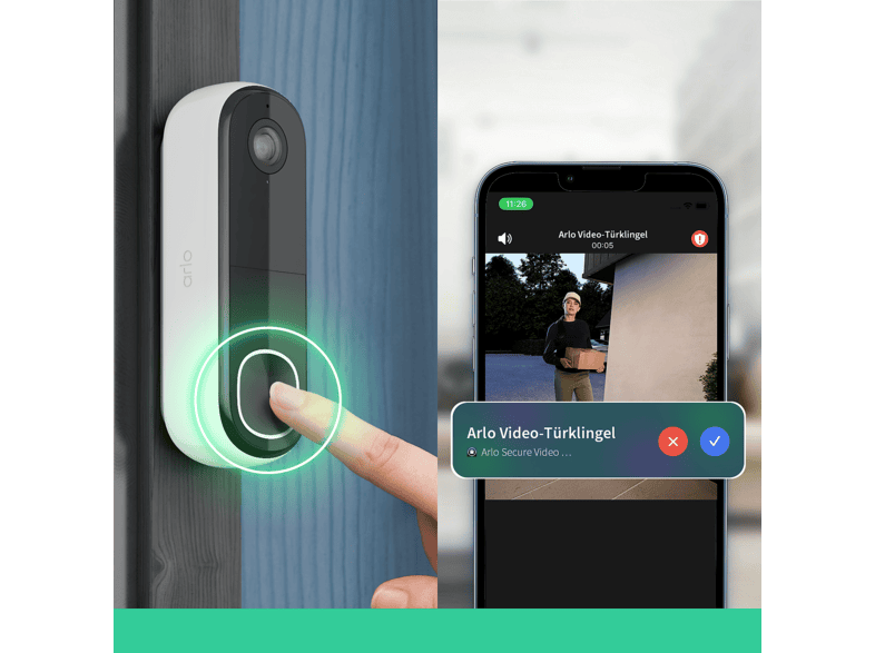 Arlo Essential Gen2 Video-Türklingel, Full-HD, Outdoor, Weiß Video-Türklingel — Foto 3 von 5