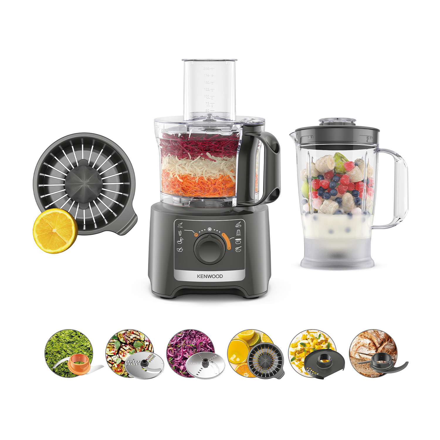 Kenwood Fdp31.360Gy Robot DA Cucina, 800 W, capacità ciotola 2,1 l, Grigio
