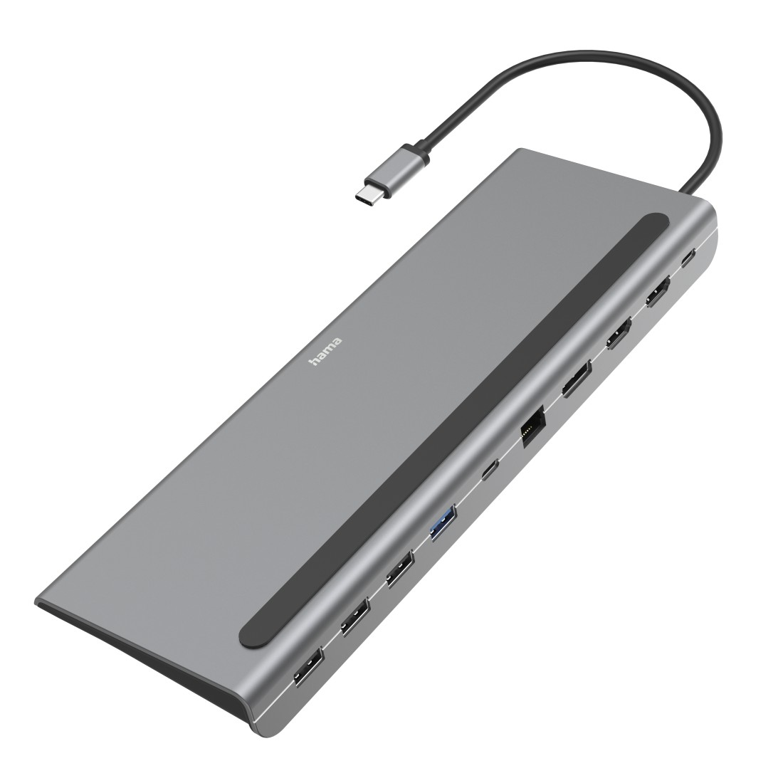 HAMA HM.200100  10 port 4xUSB-A,2xUSB-C, HDMI, USB-C Hub, LAN Stand 