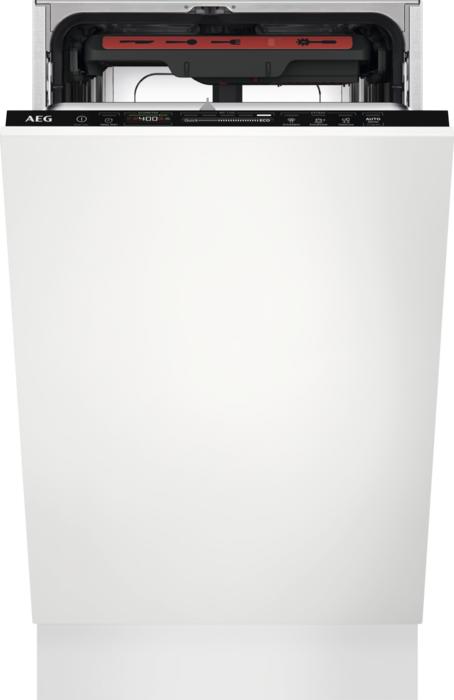 AEG FSE74527P Beépíthető keskeny mosogatógép, QuickSelect, MaxiFlex fiók, 10 ter., inverter, AirDry, 7 pr., 3 hőm., Hátralévő idő a padlón